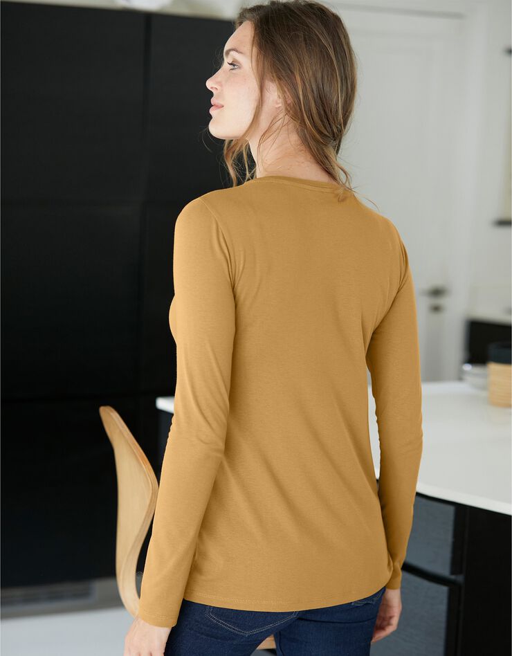 Tee-shirt uni col rond viscose stretch (curry) Tee-shirt uni col rond viscose stretch (curry)