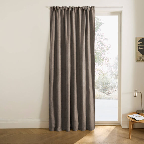 Rideau occultant et isolant finition galon fronceur (taupe)