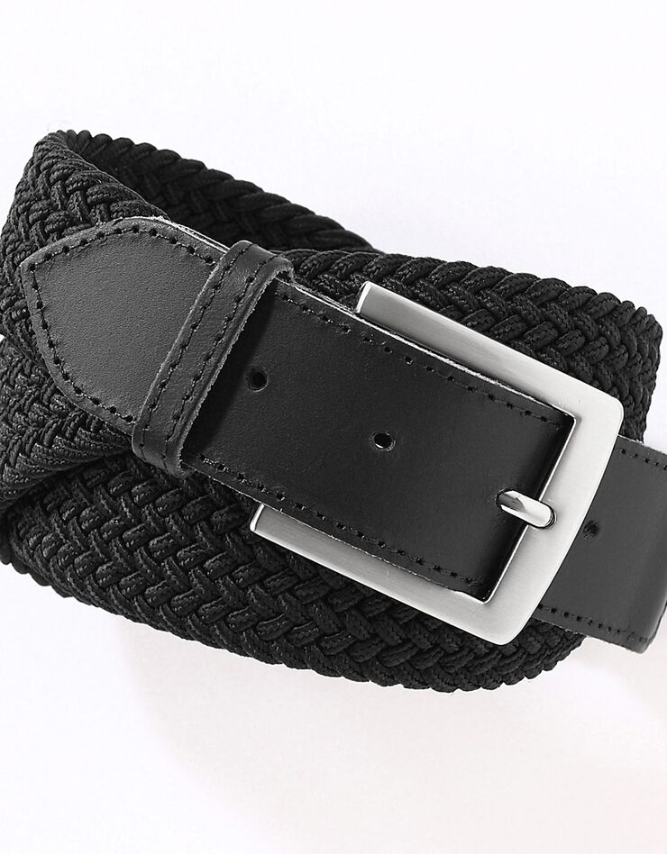 Ceinture tressée extensible finitions cuir (noir) Ceinture tressée extensible finitions cuir (noir)