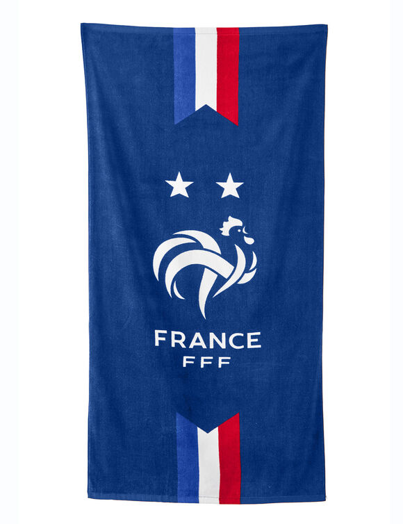 Drap de bain enfant FFF®, éponge et velours coton - 320g/m2 (bleu)