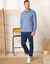 Polo uni maille piquée manches longues (bleu jean)