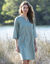 Robe forme housse unie, mélange coton-lin  (vert grisé)