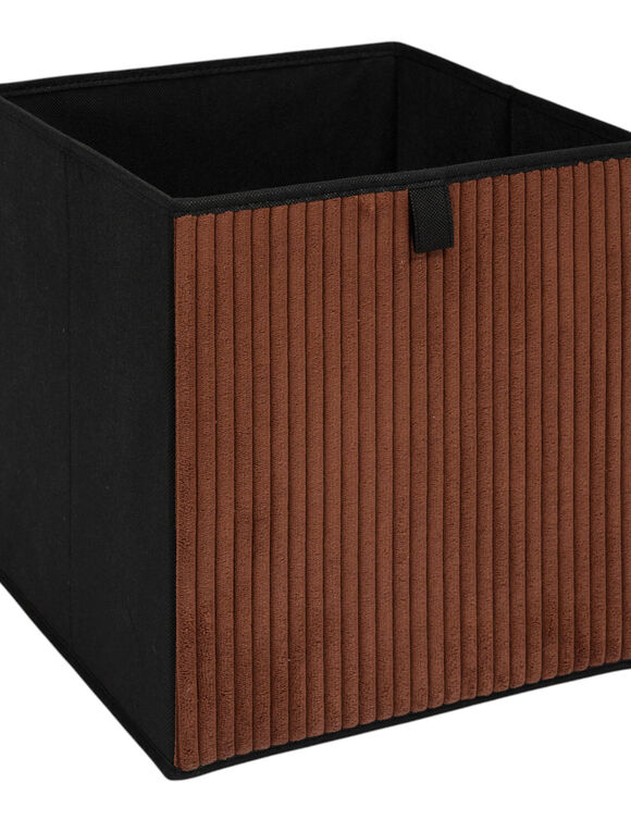 Cube de rangement pliable, velours côtelé (terracotta)