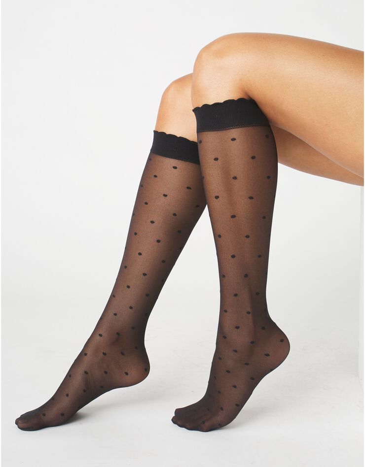 Mi-bas plumetis - lot de 2 paires (noir) Mi-bas plumetis - lot de 2 paires (noir)
