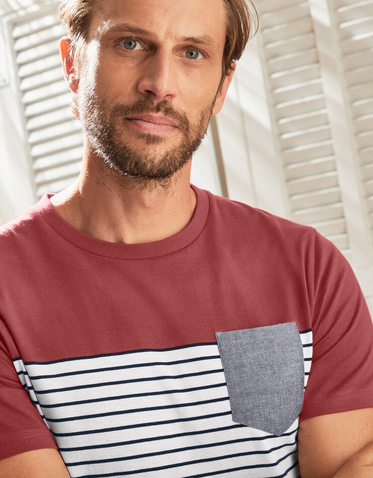 Tee-shirt rayé manches courtes (rouge) Tee-shirt rayé manches courtes (rouge)