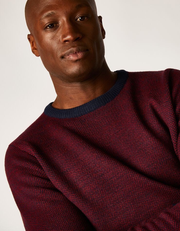 Pull col rond en maille fantaisie (rouge) Pull col rond en maille fantaisie (rouge)