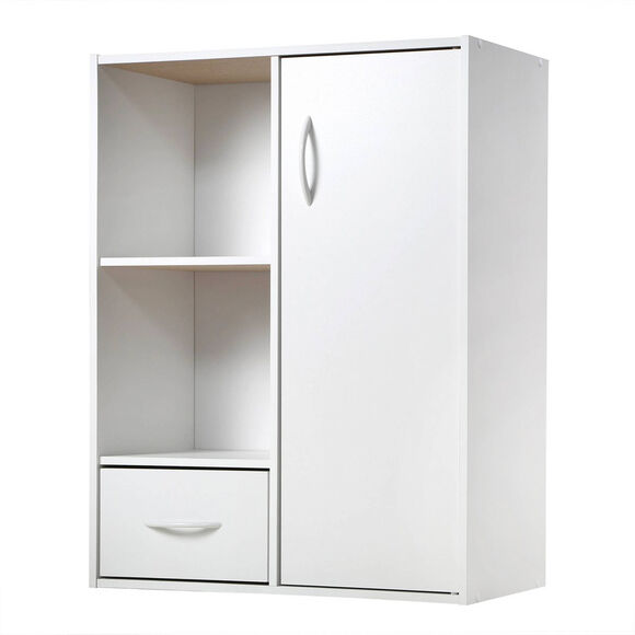 Meuble de rangement ORIGAME - étagère, tiroir et placard (blanc)