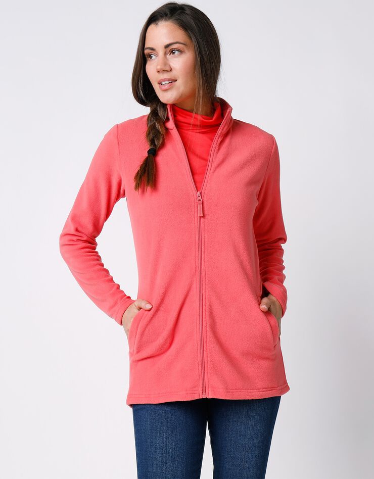 Veste polaire zippée manches longues (corail foncé) Veste polaire zippée manches longues (corail foncé)