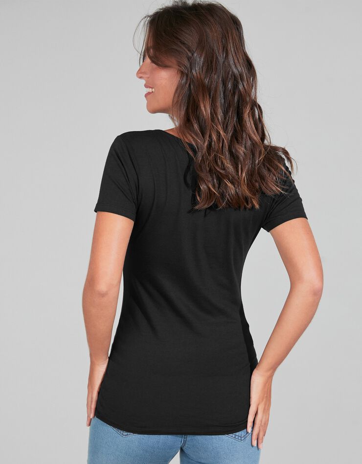 Tee-shirt fluide manches courtes coton et viscose (noir) Tee-shirt fluide manches courtes coton et viscose (noir)