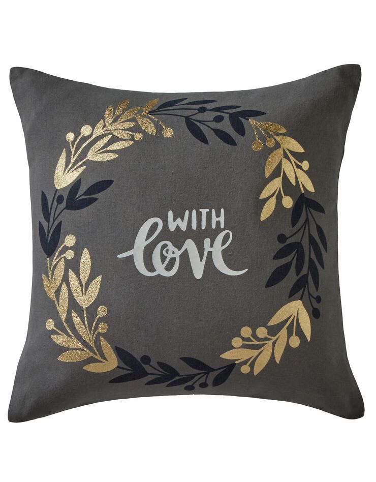 Housses de coussins imprimées de Noël - lot de 2 <br/> (gris / beige) Housses de coussins imprimées de Noël - lot de 2 <br/> (gris / beige)