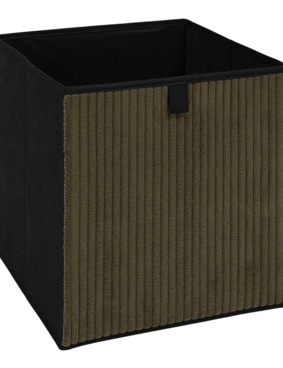 Cube de rangement pliable, velours côtelé (vert)