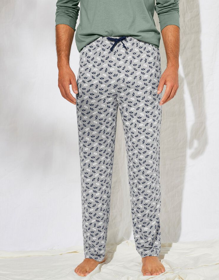 Pantalon pyjama imprimé (gris / marine)