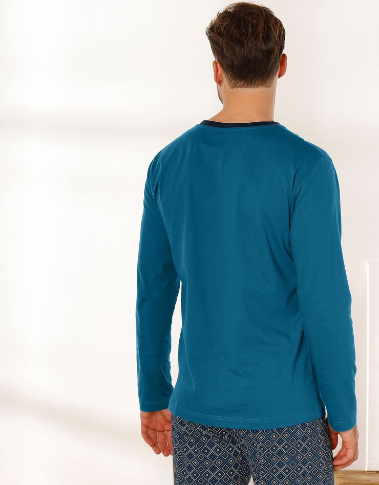 Tee-shirt pyjama bleu manches longues (bleu)