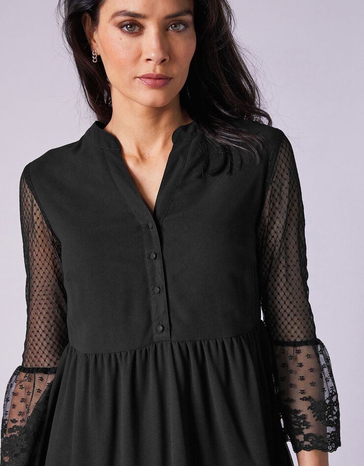 Robe dentelle manches 3/4 (noir) Robe dentelle manches 3/4 (noir)