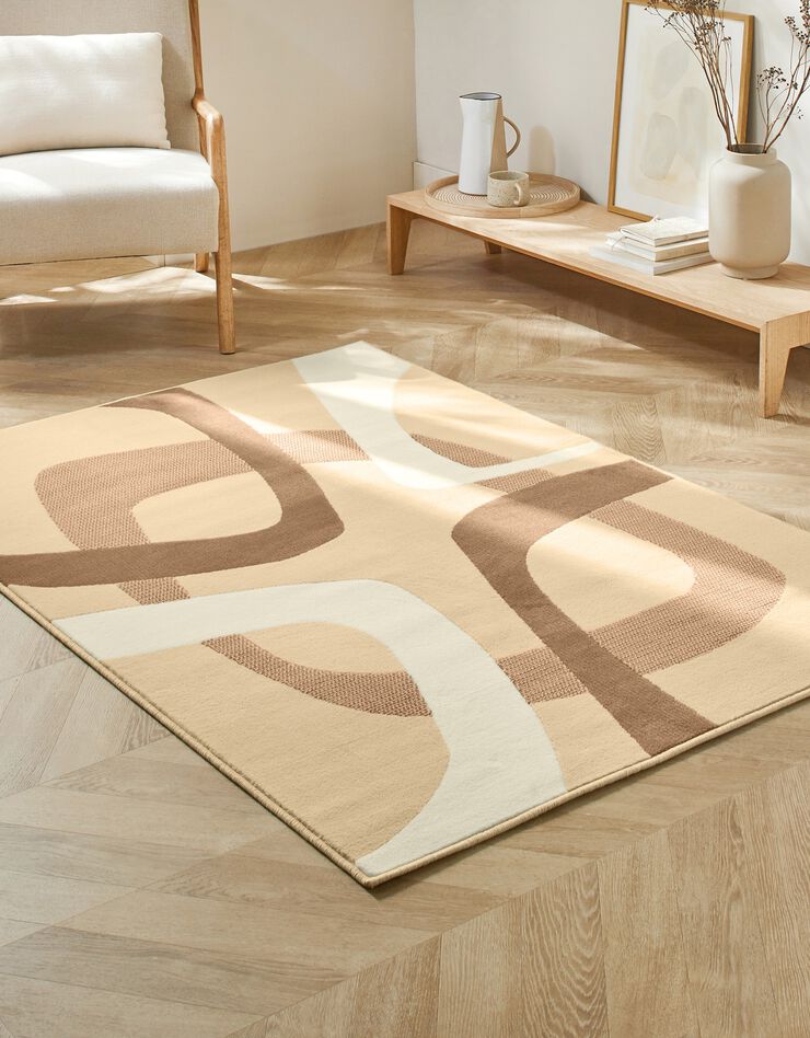 Tapis rectangulaire motif rétro (taupe)