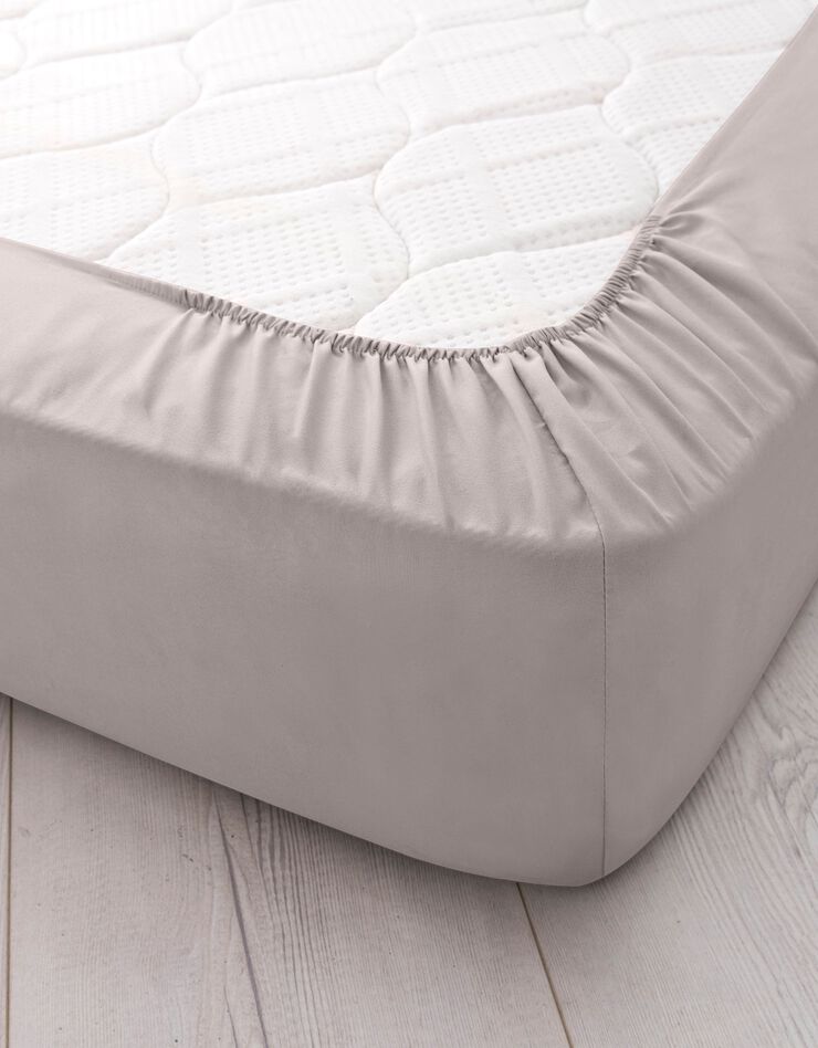 Drap-housse uni microfibre bonnet 28 cm (taupe)