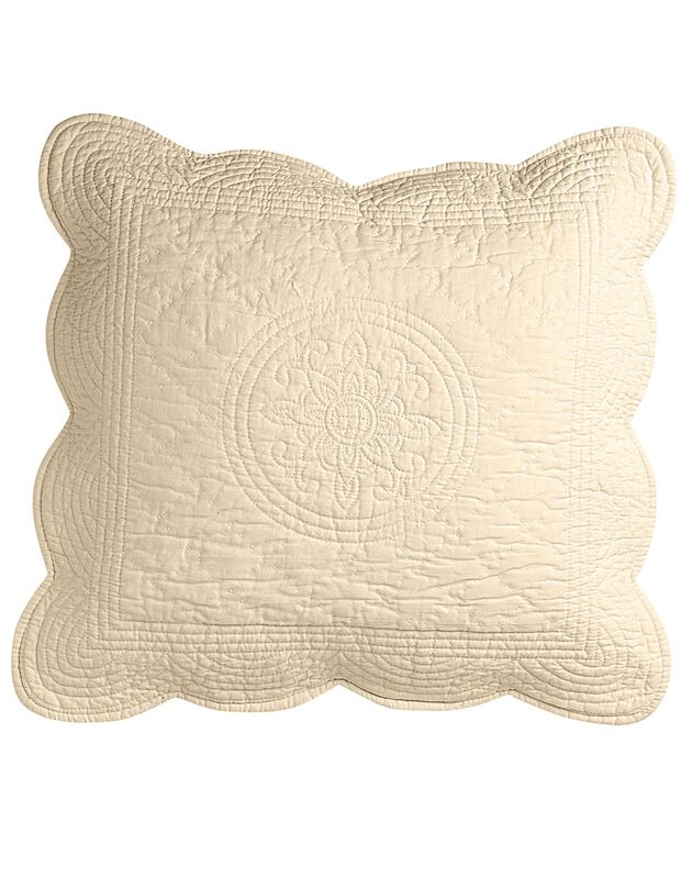Housse coussin unie style boutis Cassandre (écru)