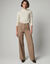 Pantalon large d&eacute;tails plis piqu&eacute;s, petite stature (beige)