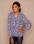 Blouse plissée imprimé fleuri, voile (marine / bleu)