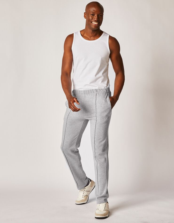 Pantalon loisirs molleton, bas droits (gris chiné) Pantalon loisirs molleton, bas droits (gris chiné)