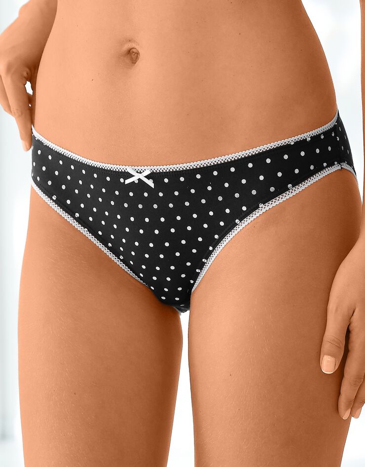 Slip coton imprimé motifs à pois assortis – Lot de 4 (noir / blush) Slip coton imprimé motifs à pois assortis – Lot de 4 (noir / blush)