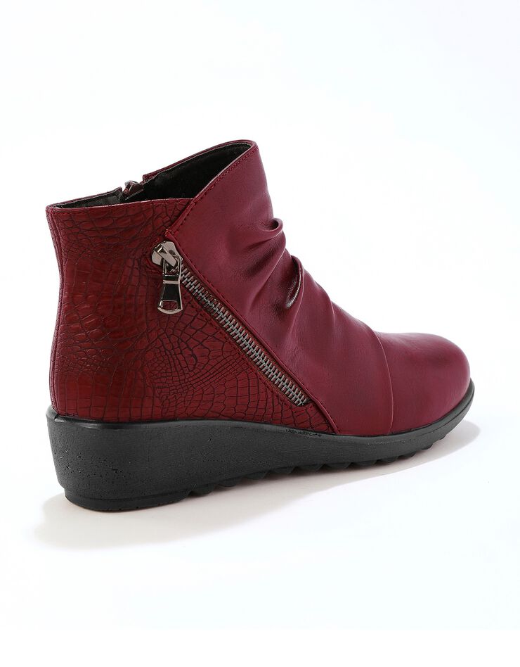 Boots plissées compensées bi-matière - bordeaux (bordeaux)