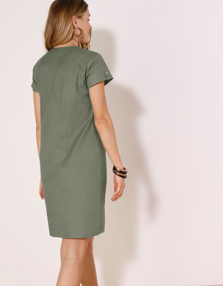 Robe unie coton lavé (kaki) Robe unie coton lavé (kaki)