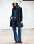 Manteau maille bouclette col tailleur (marine)