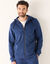 Sweat zippé à capuche molleton gratté détails contrastés (bleu denim)