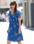 Robe courte imprimé floral, voile fils brillants (bleu / orange)