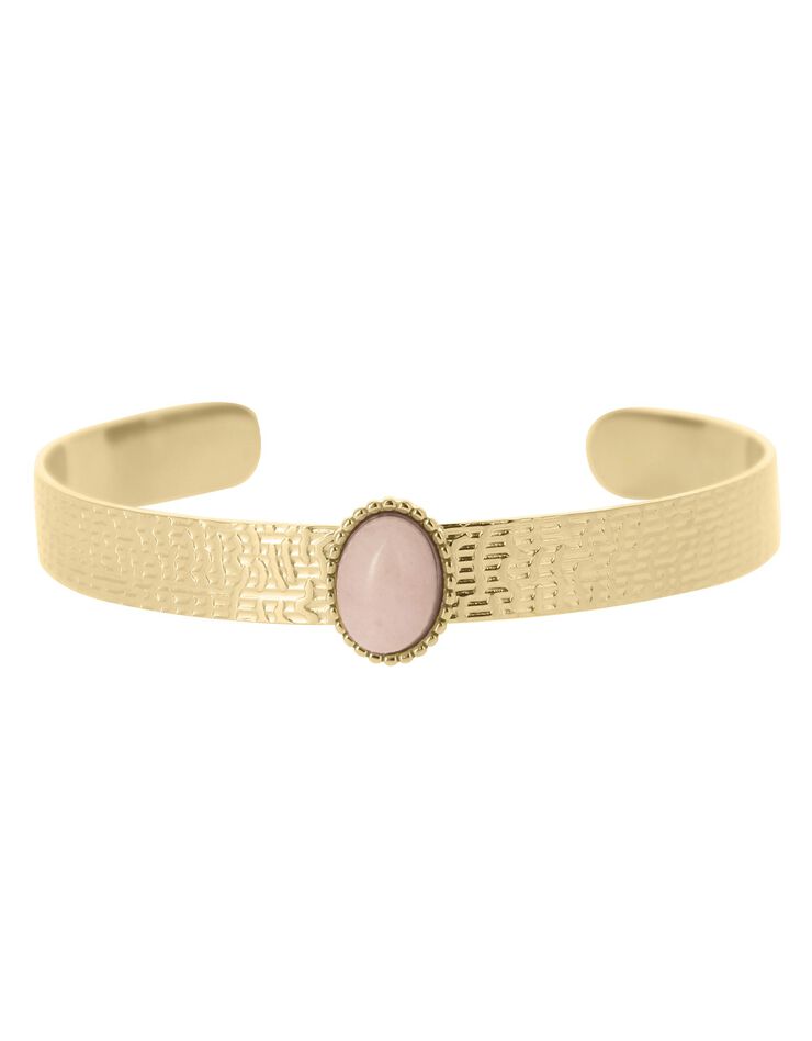 Bracelet acier doré et quartz rose (quartz rose) Bracelet acier doré et quartz rose (quartz rose)