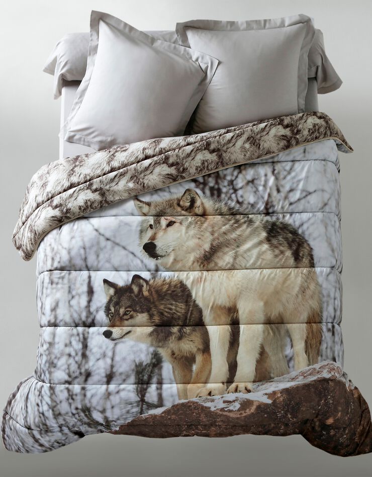 Couette microfibre impression photo loup 400g/m2 (beige)