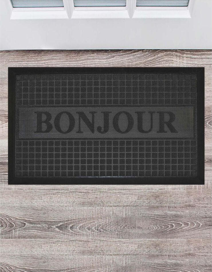 Tapis entrée antipoussière "bonjour" - rectangulaire (noir) Tapis entrée antipoussière "bonjour" - rectangulaire (noir)