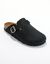 Sabots croûte de cuir avec boucle réglable (noir)