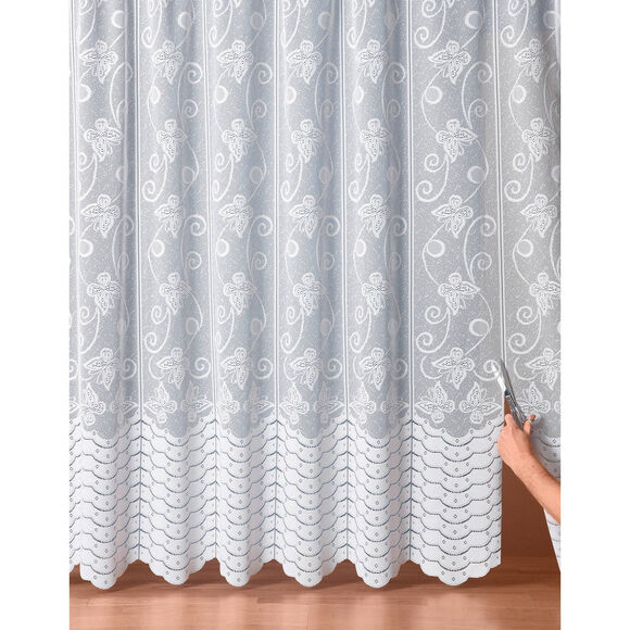 Panneau motif papillons modulable  en hauteur finition galon fronceur (blanc)