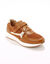 Baskets compensées zippées et scratchées en cuir (caramel)