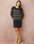 Robe-pull rayée manches longues, épaules boutonnées (marine / taupe)