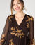 Robe longue volant, voile imprimé (chocolat / caramel)