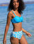 Bas de maillot de bain taille haute imprimé Linao (turquoise / écru)