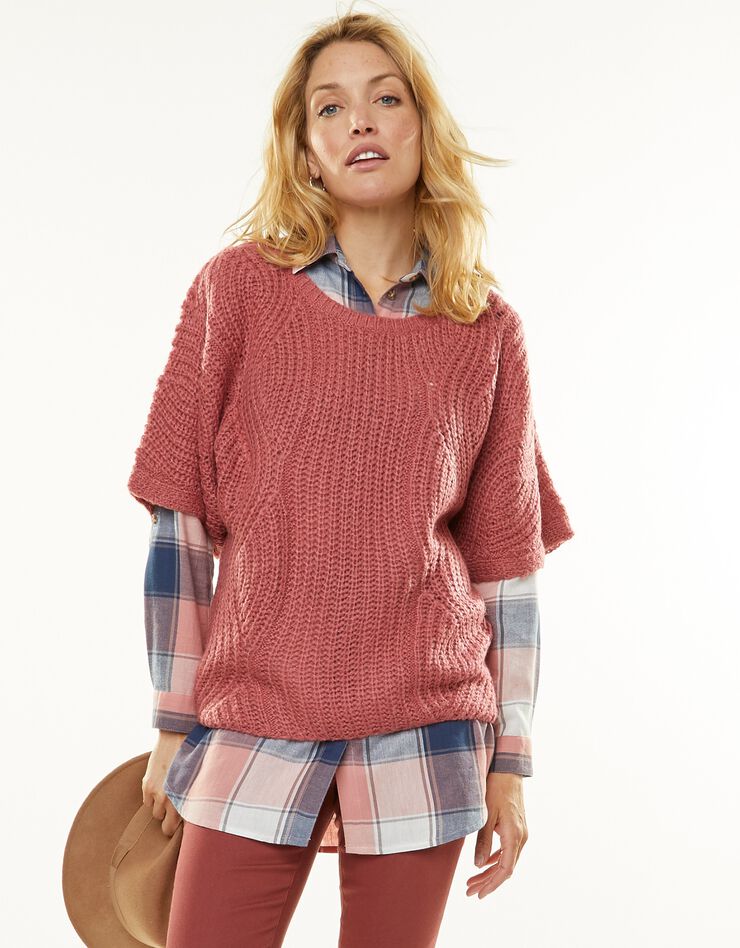 Pull poncho manches coudes (tomette) Pull poncho manches coudes (tomette)