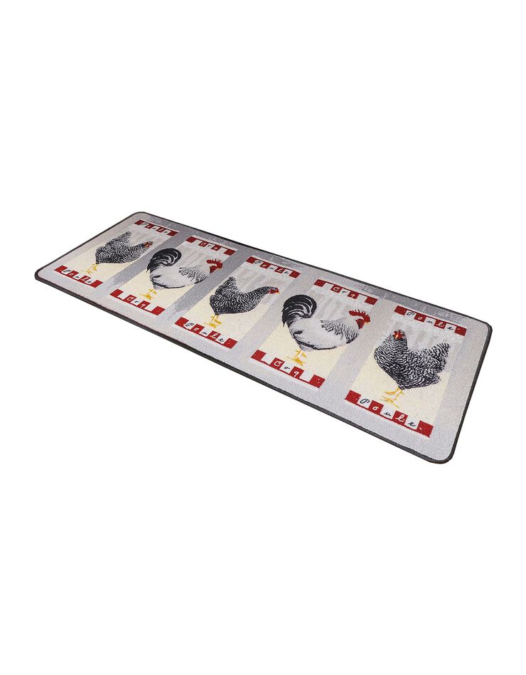 Tapis cuisine motif poules coq (beige)