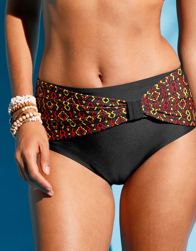 Culotte taille haute unie avec ceinture fantaisie Sykia - effet ventre plat (chocolat)