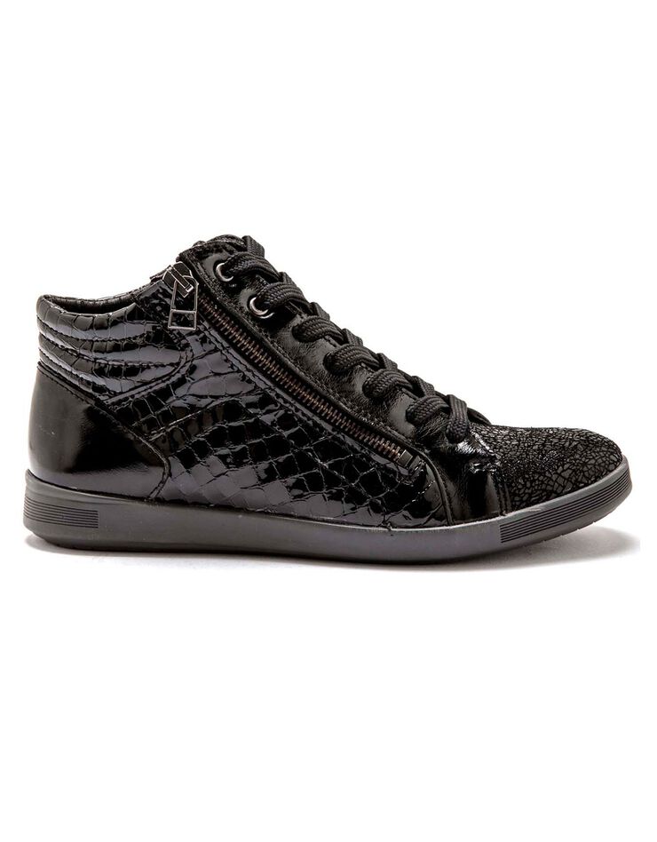 Baskets montantes cuir noir à lacets (noir) Baskets montantes cuir noir à lacets (noir)