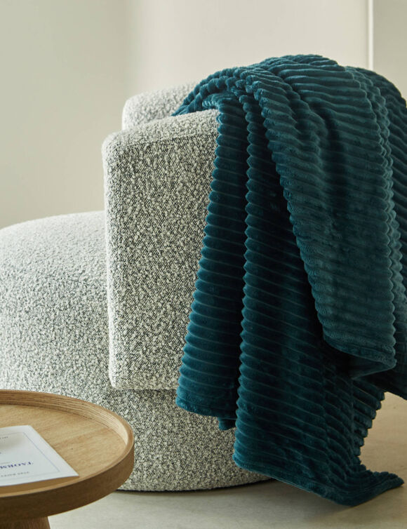 Plaid effet c&ocirc;tel&eacute; toucher peluche (bleu paon)