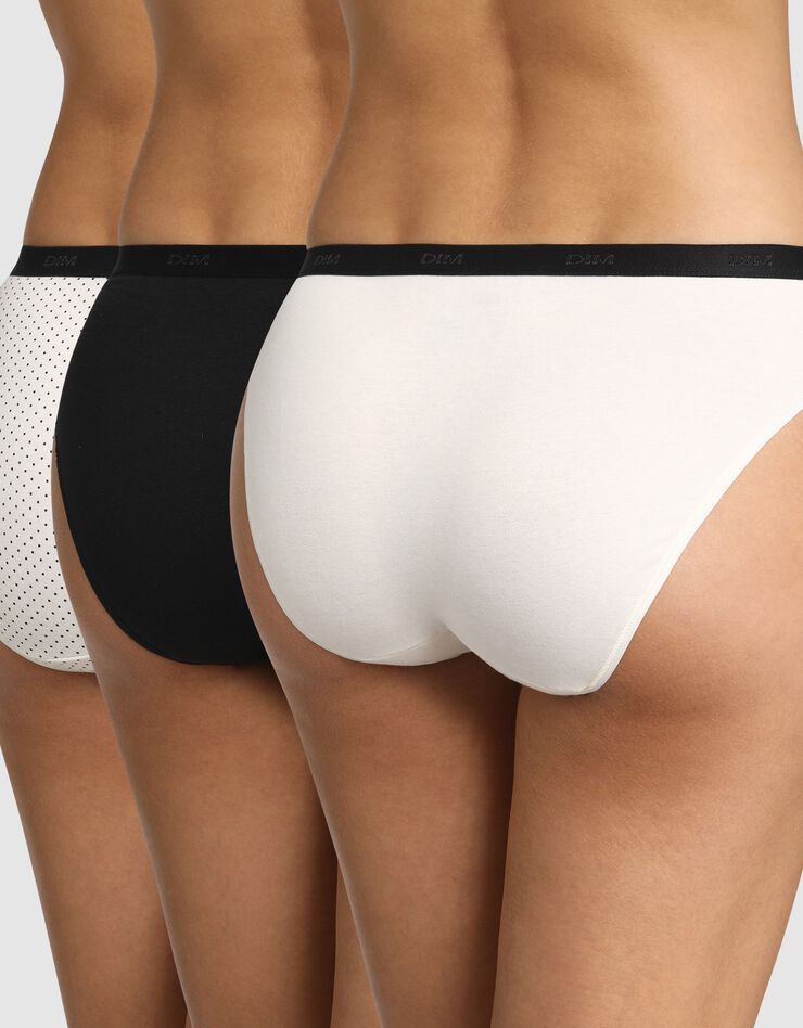 Slip "Les Pockets" coton stretch imprimé et uni - Lot de 3 (noir) Slip "Les Pockets" coton stretch imprimé et uni - Lot de 3 (noir)