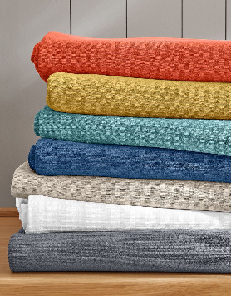 Jeté de lit uni tissé coton (grège) Jeté de lit uni tissé coton (grège)