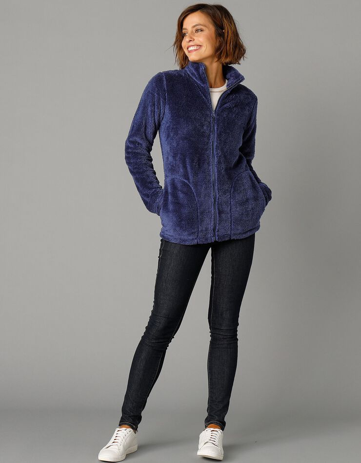 Veste zippée maille peluche (marine) Veste zippée maille peluche (marine)