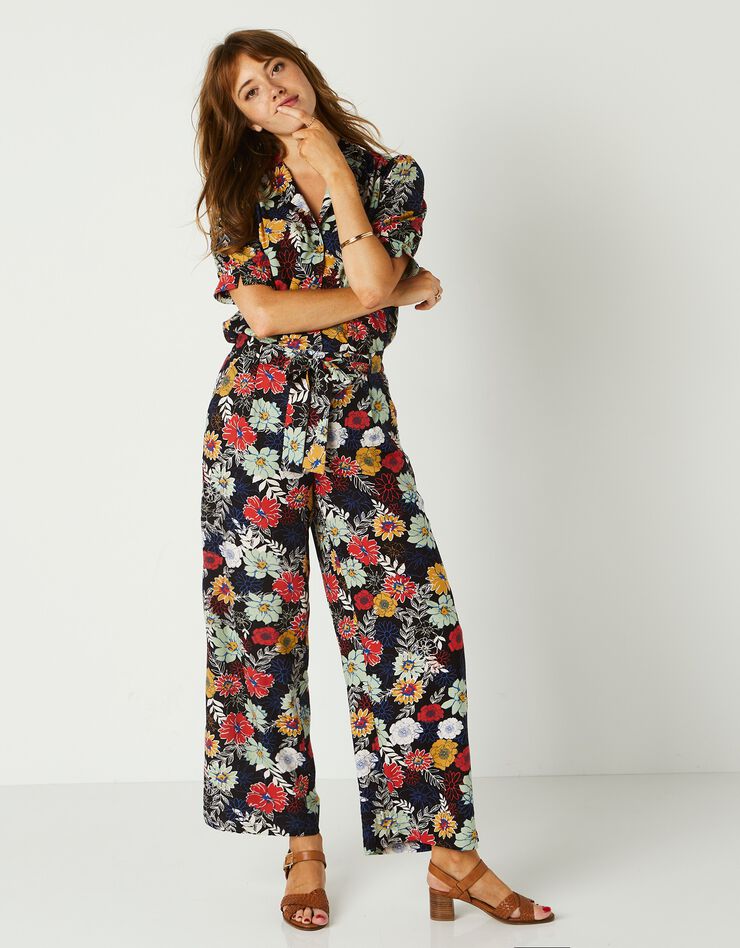 Pantalon raccourci imprimé (noir / multicolore) Pantalon raccourci imprimé (noir / multicolore)