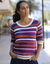 Pull rayé, maille ajourée (écru / violine)
