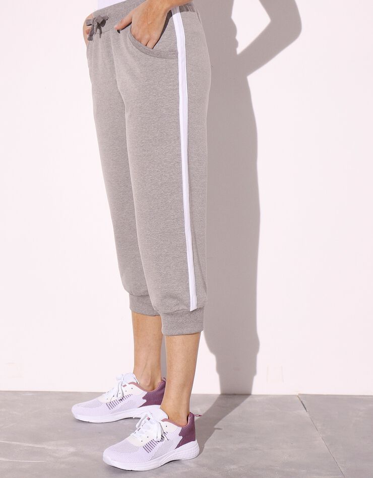 Pantacourt jogging bicolore (gris chiné / blanc) Pantacourt jogging bicolore (gris chiné / blanc)